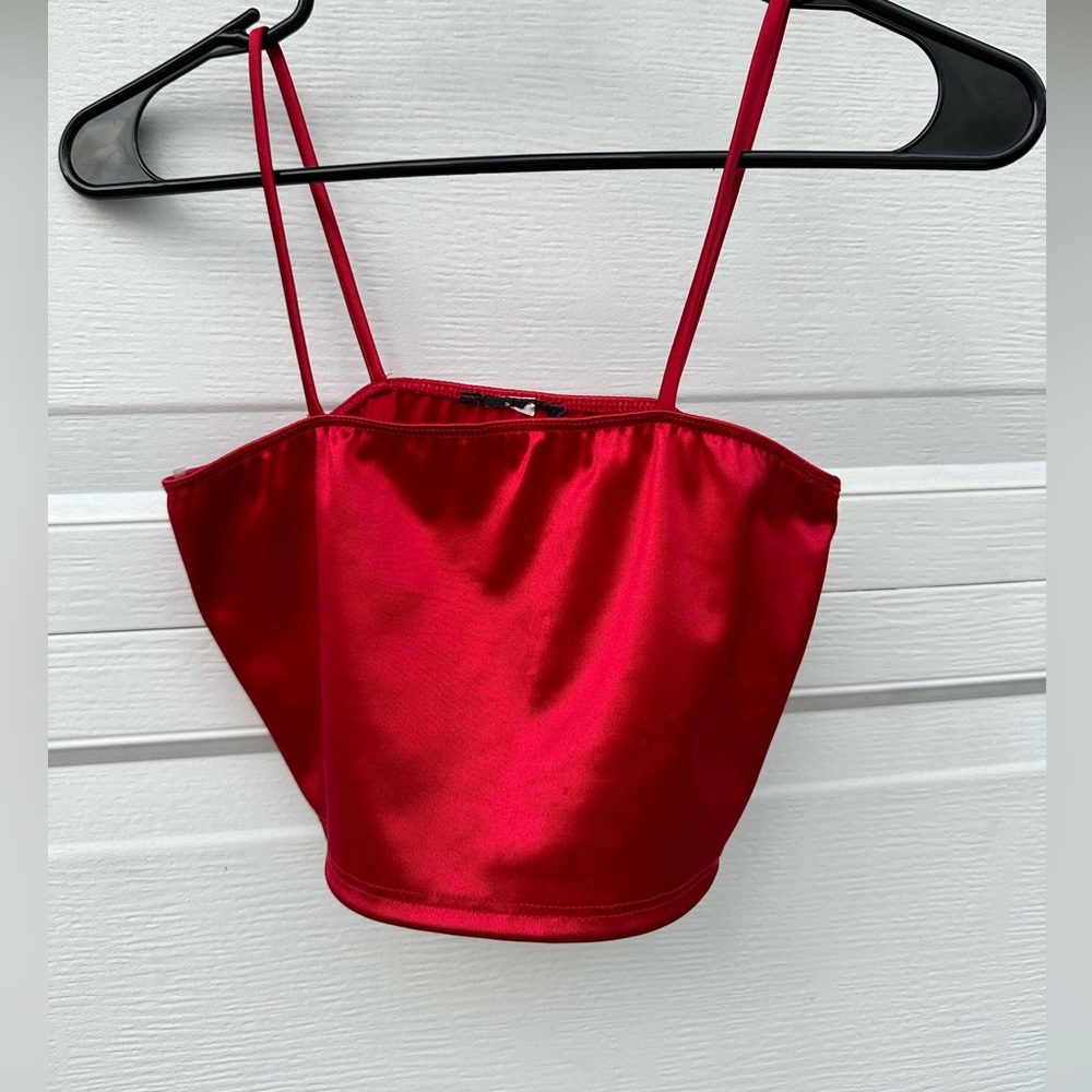 Red Satin like Tank Top Extra Small